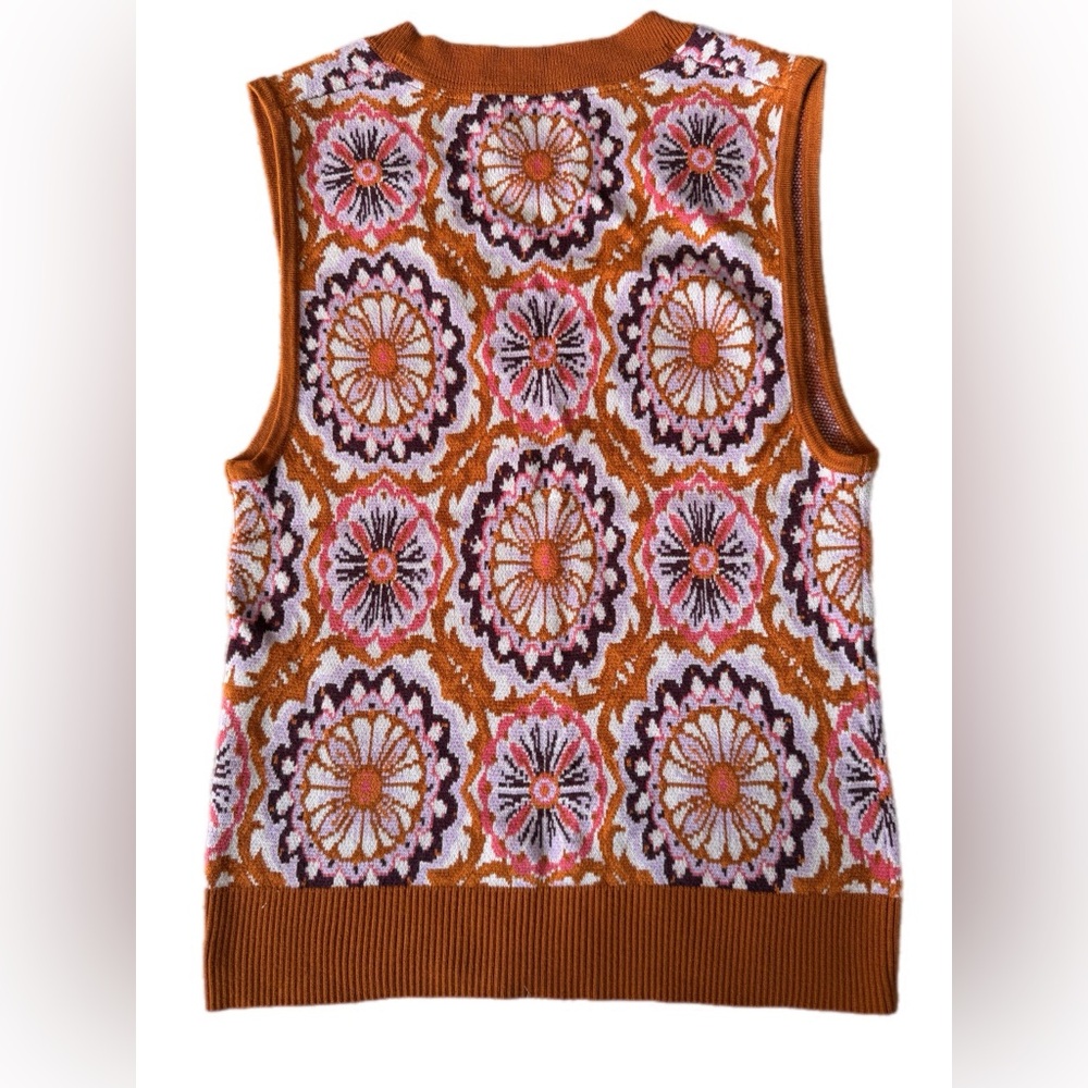 Maeve by Anthropologie Jacquard Sweater Vest Honey size small - Picture 13 of 16